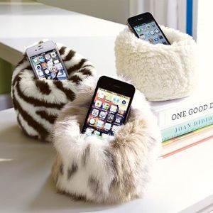 Fur Beanbag Cell Phone Holder